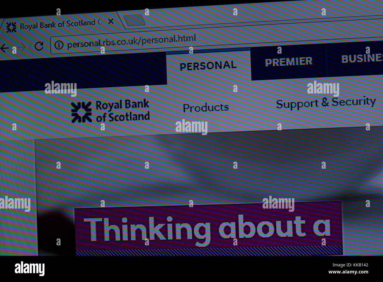 Close up of the RBS online banking website Stock Photo
