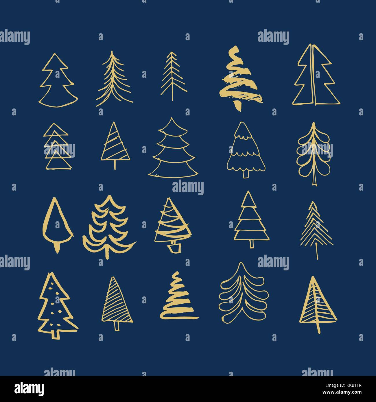 Hand drawn Christmas trees doodle icons Stock Vector Image & Art - Alamy