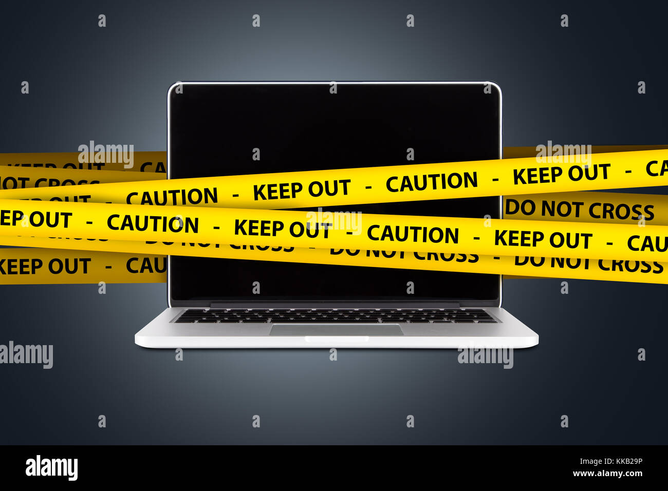 Laptop caution tape screen hires stock photography and images Alamy