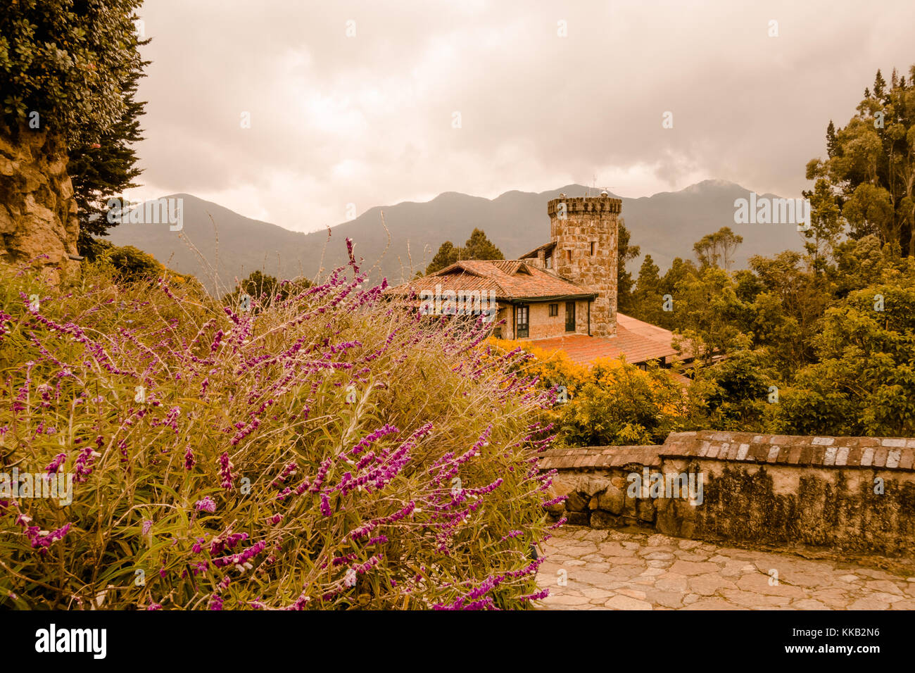 Beautiful ancient building in Monserrate, Bogota Colombia Stock Photo