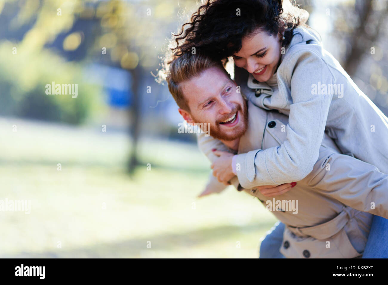 Cheerful young couple having fun on date Stock Photo - Alamy