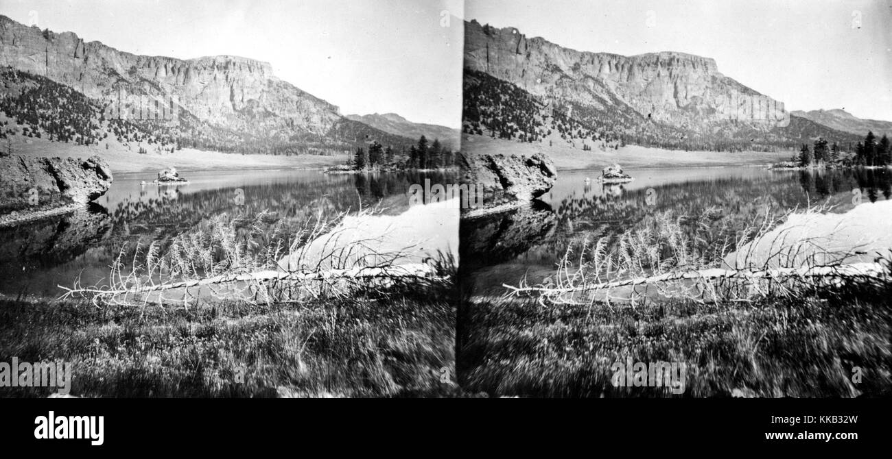Stereograph of Lake Santa Maria and Bristol Head, Colorado. Image courtesy USGS. 1874. Stock Photo