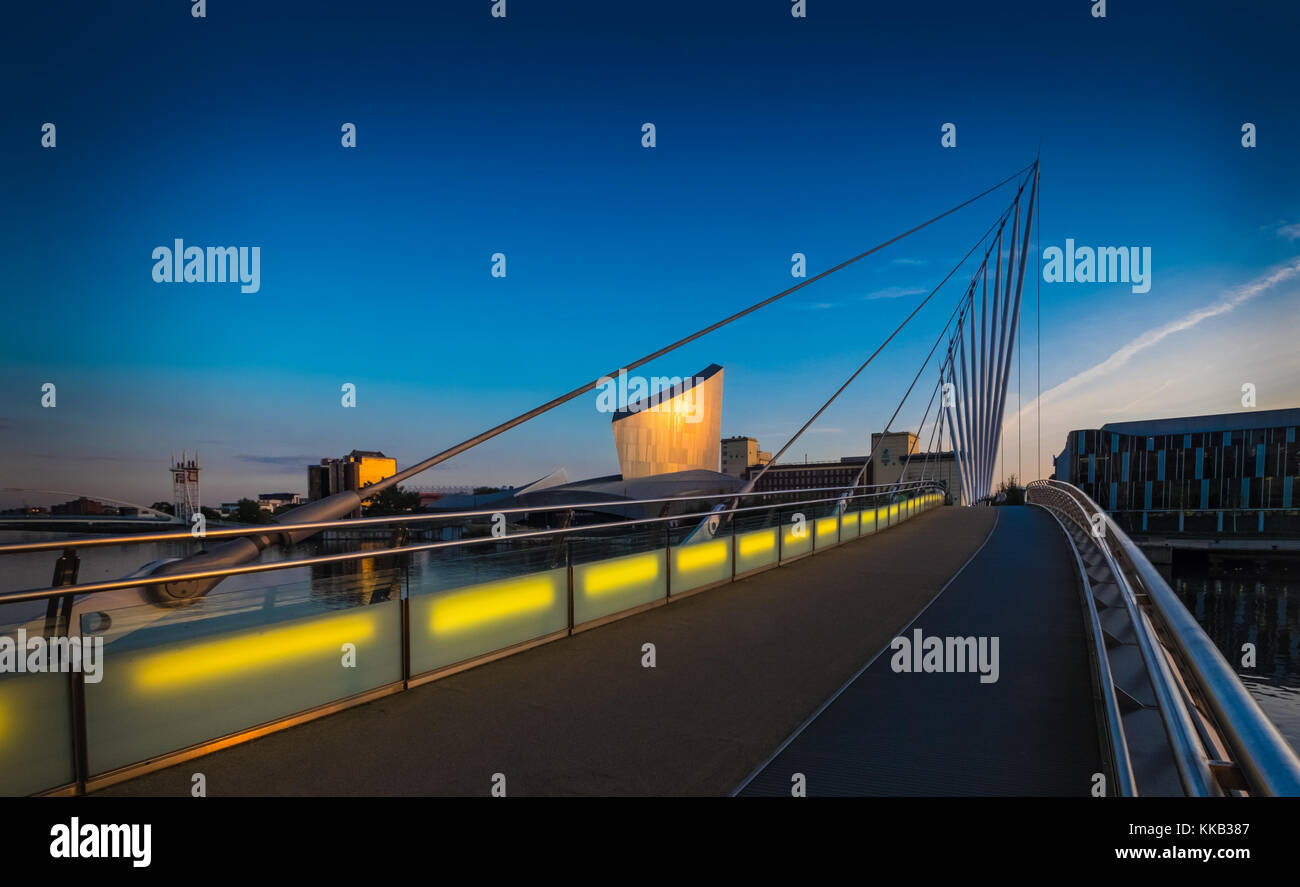 Footbridge at Salford Quays media city, UK Stock Photo