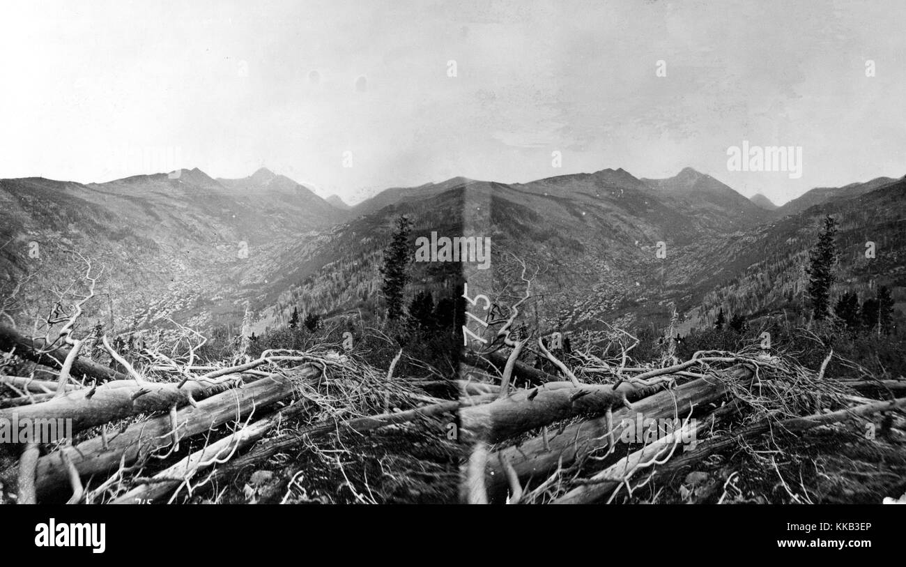 Stereograph of the Mount of the Holy Cross and Roche Mountains in the distance, Colorado. Image