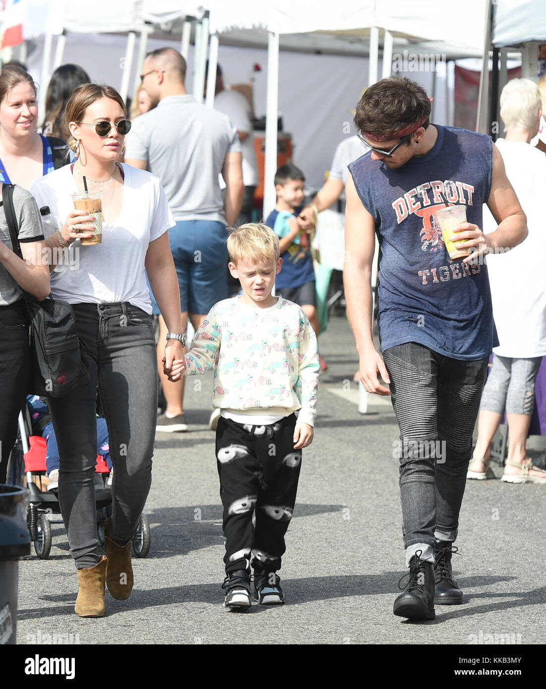 Hilary Duff goes to the Farmers Market with her son Luca Comrie, her