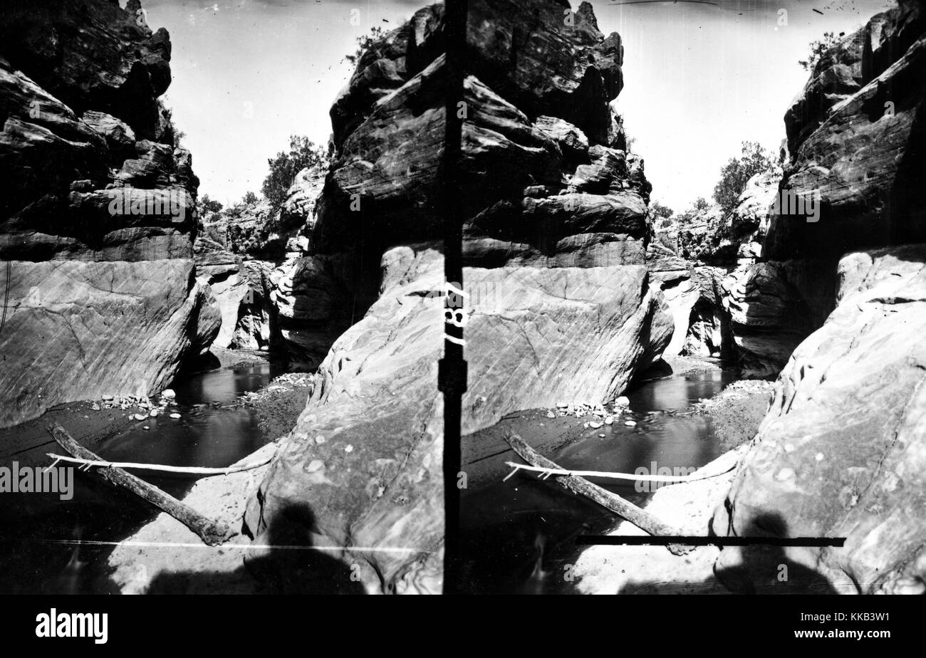 Stereograph of the Tantalus Creek at the mouth of Tantalus Canyon