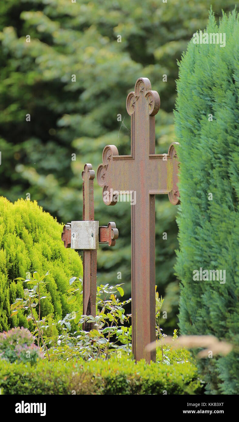 Historical iron crosses on a graveyard in Germany Stock Photo Alamy