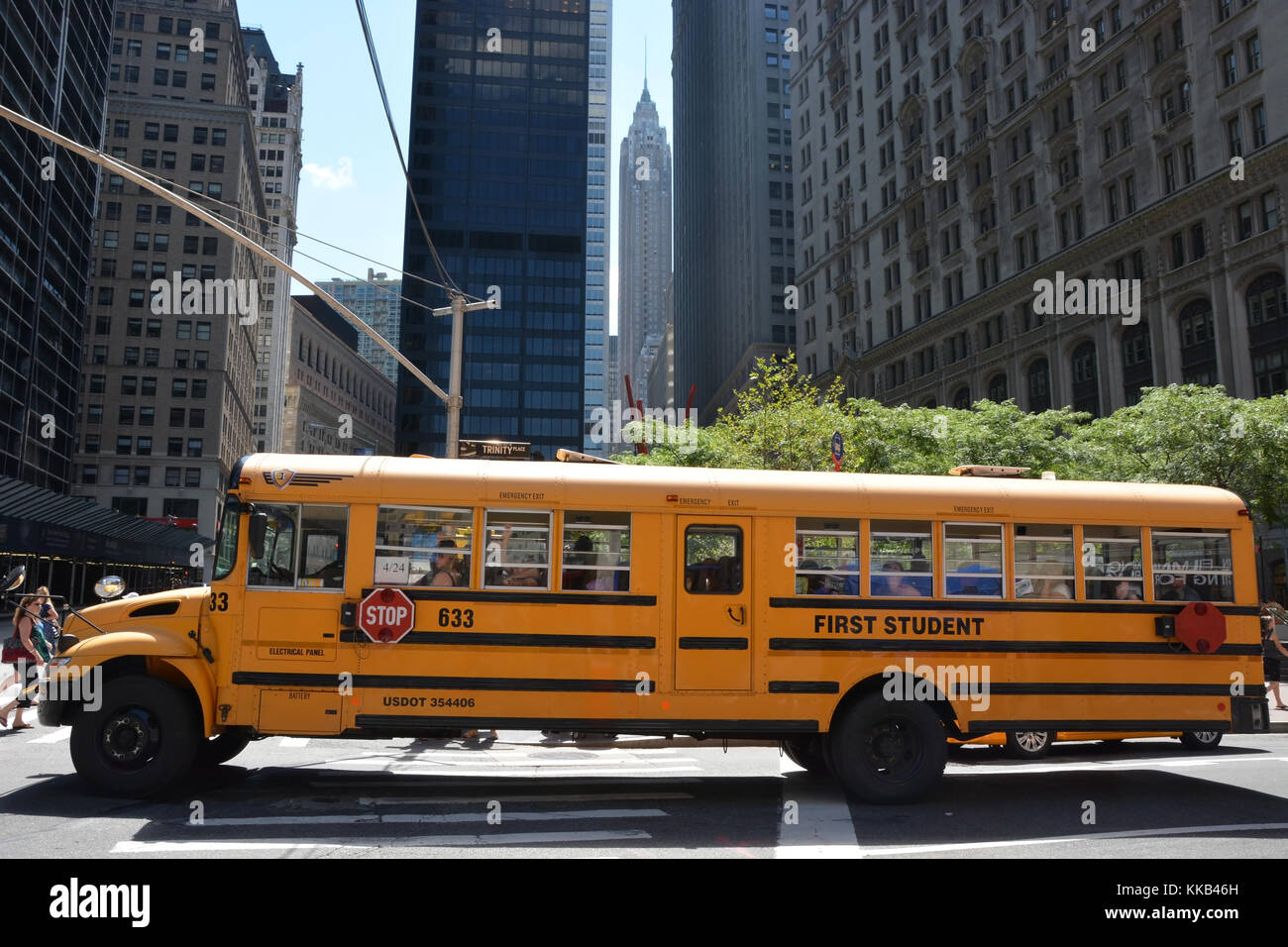 NEW YORK CITY AUGUST 07 School bus in Manhattan, NY on August 07