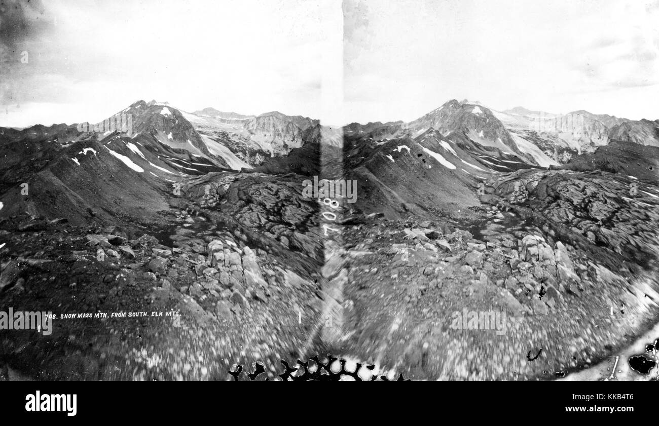 Stereograph of Snowmass Mountain from the south, part of the Elk