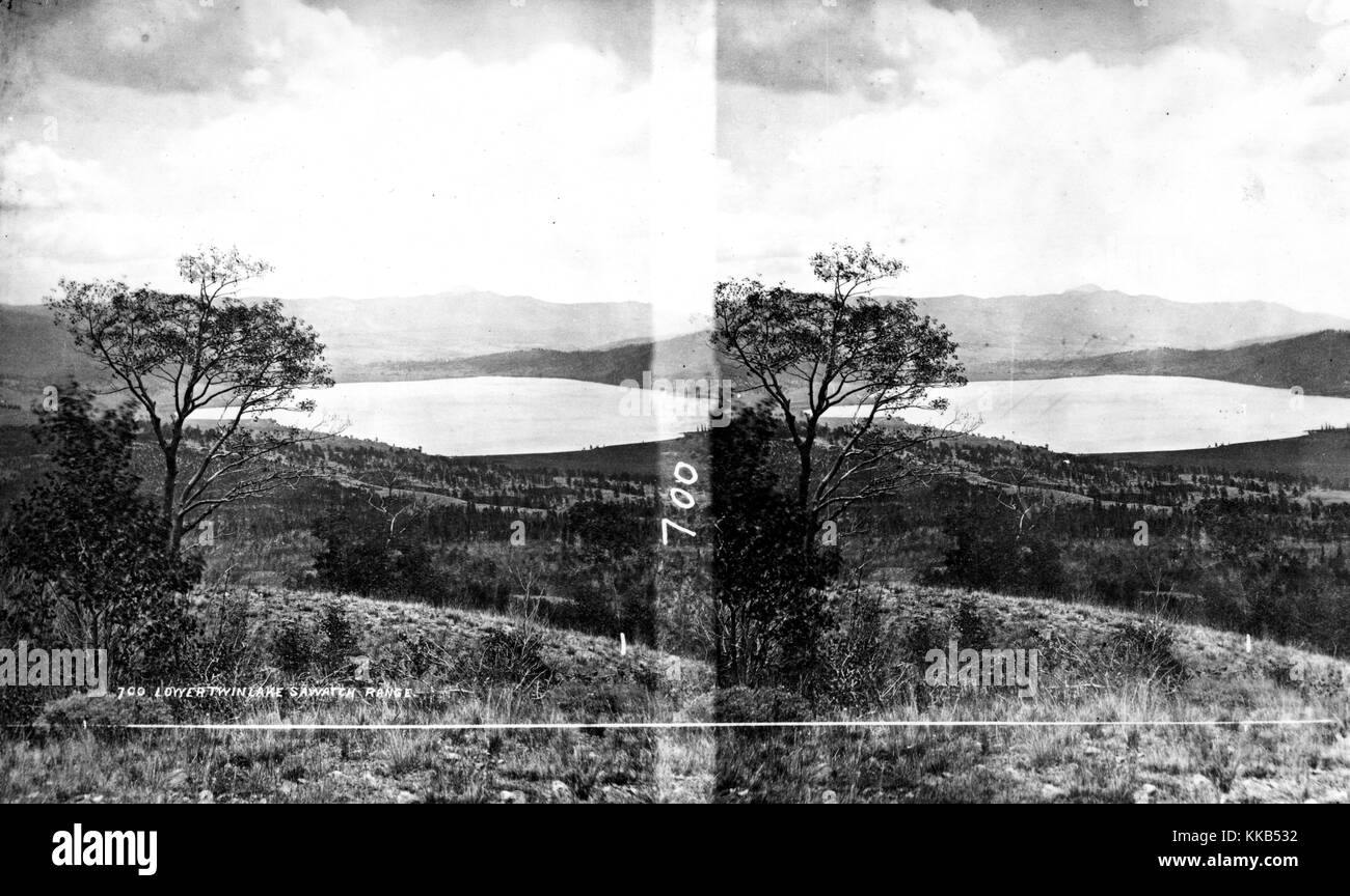 Lower Twin Lake, distant view, Lake County, Colorado. Image courtesy USGS. 1873. Stock Photo