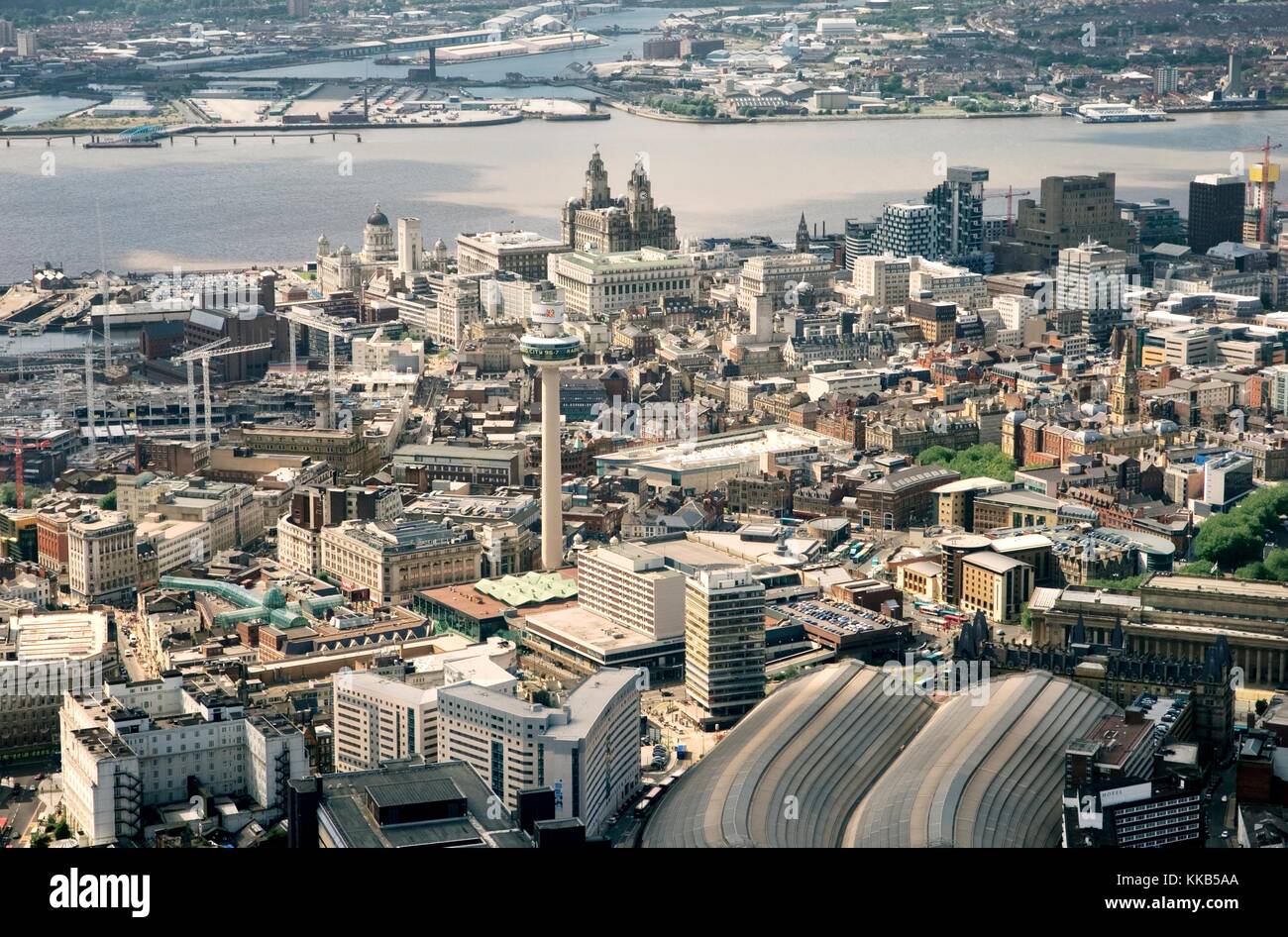 Liverpool city centre. West over Lime Street station, St. Johns
