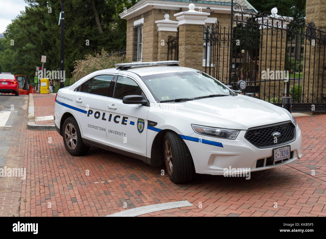 A University Police car on the campus,