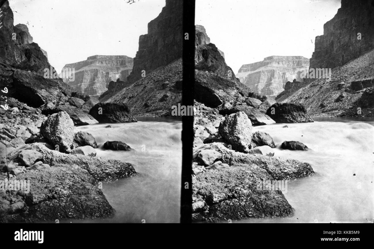Stereograph of a portion of Lava Falls on the Colorado River, Grand