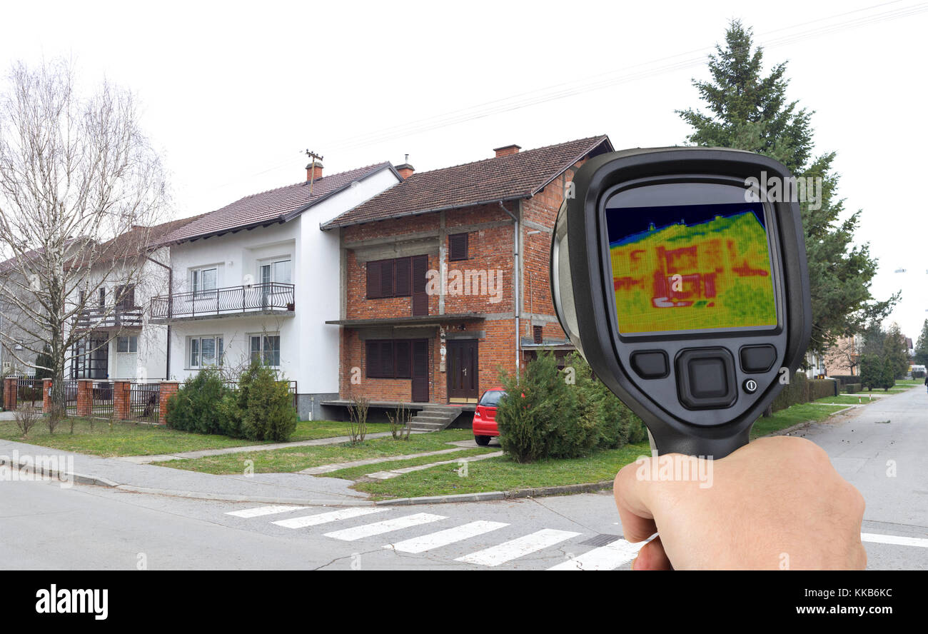 Before Facade Thermal Imaging Infrared Leak Stock Photo