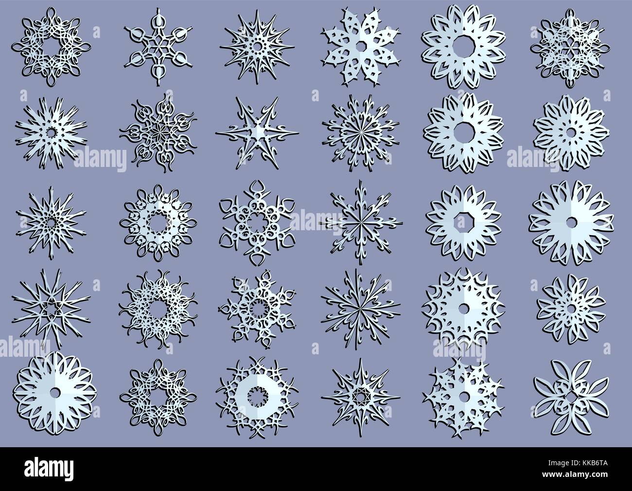 set of snowflakes isolated on a black background Stock Vector Image ...