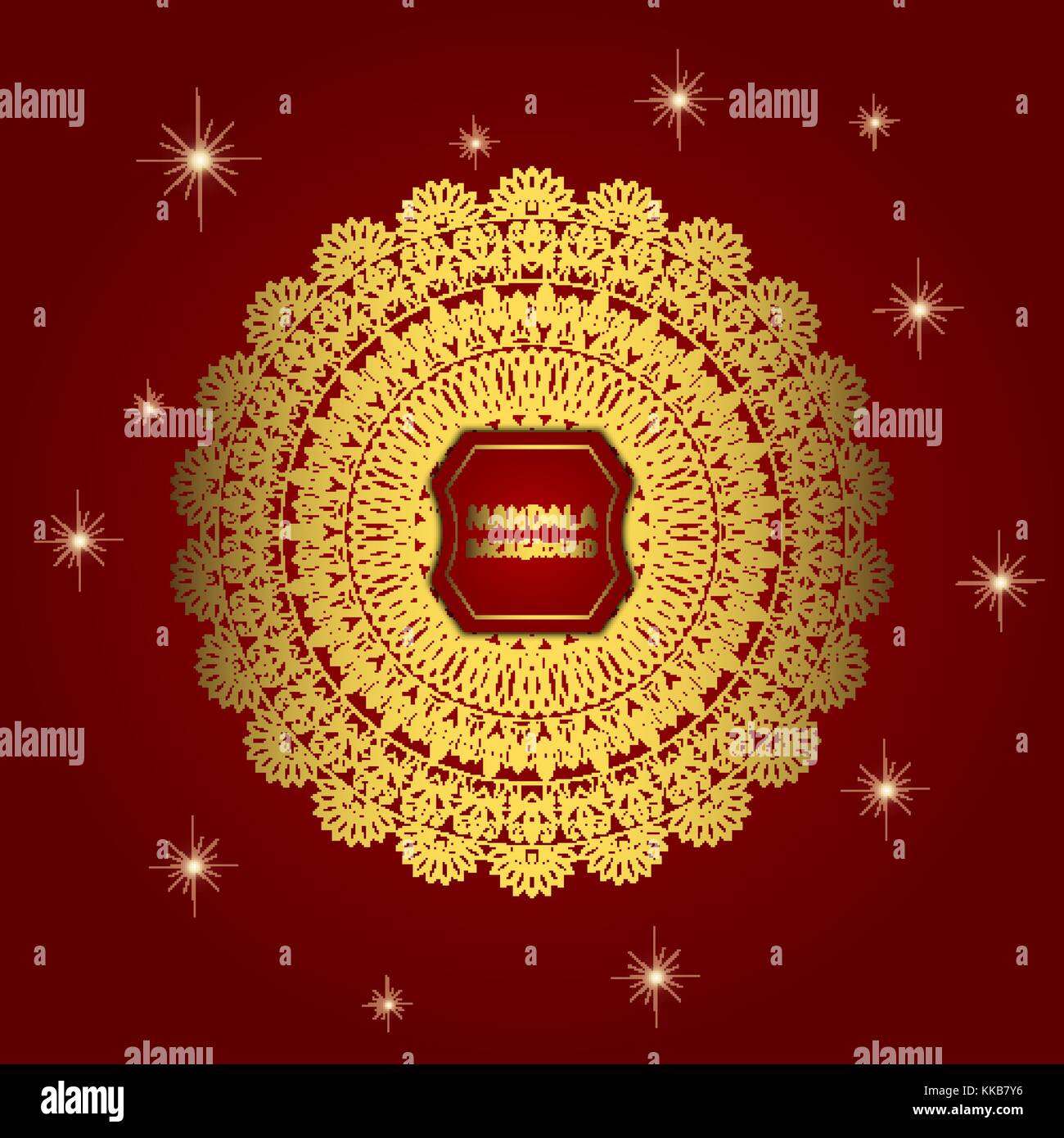 Card with glow mandala. Vector background. Geometric circle element. Islam, Arabic, Indian, turkish chinese ottoman motifs Stock Vector