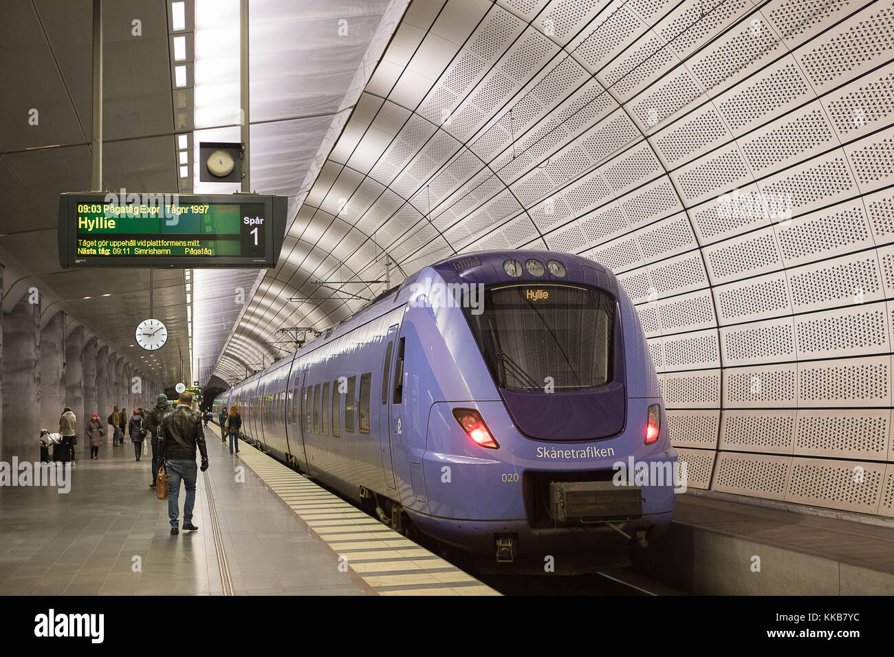Railway station Triangeln in Malmö, Sweden is a part of city tunnel and was recently opened and now used by all trains connecting Sweden and Denmark. Stock Photo