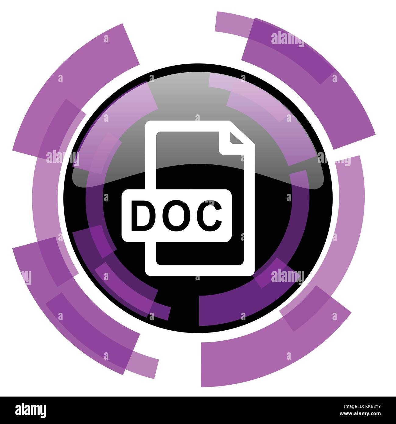 Doc file pink violet modern design vector web and smartphone icon. Round button in eps 10 isolated on white background. Stock Vector