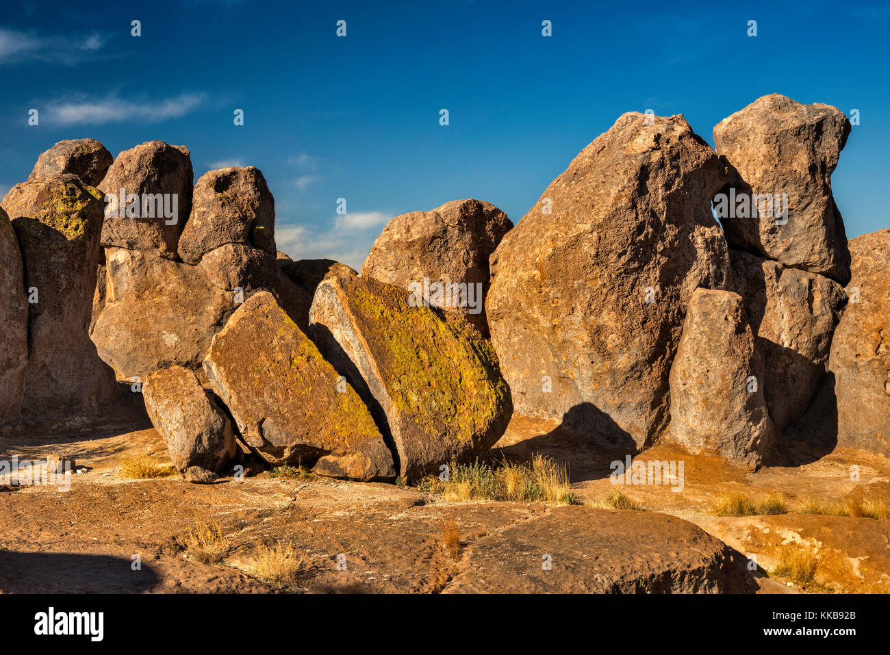 Fractured granite rock formations at City of Rocks State Park, New Mexico, USA Stock Photo