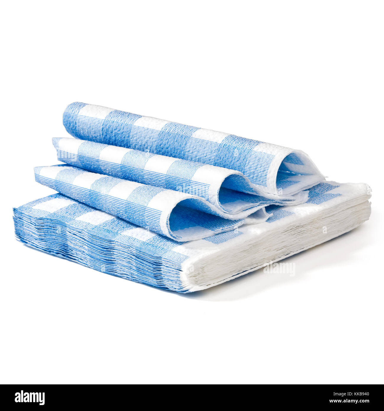 stack of white napkin in a blue cage of isolation on a white background Stock Photo