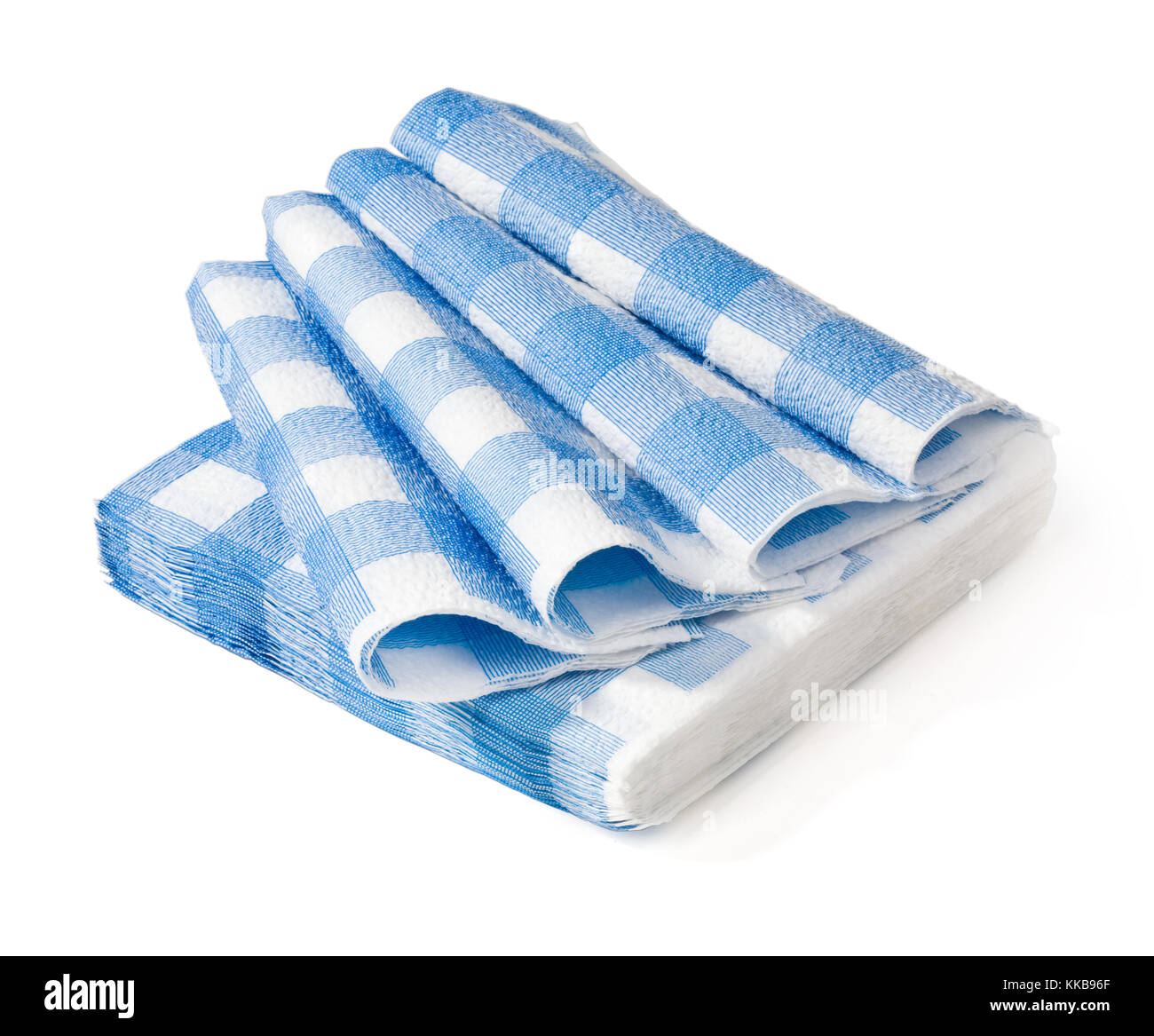 stack of white napkin in a blue cage of isolation on a white background Stock Photo