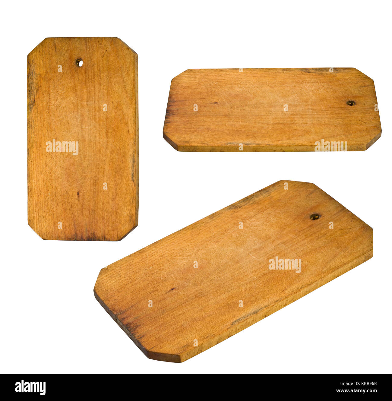 old cutting board on white background Stock Photo Alamy