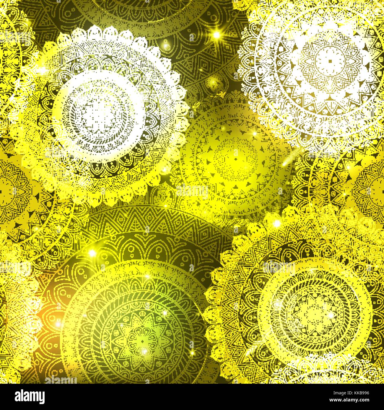 Ornate floral seamless texture, endless pattern with glowing bright ...