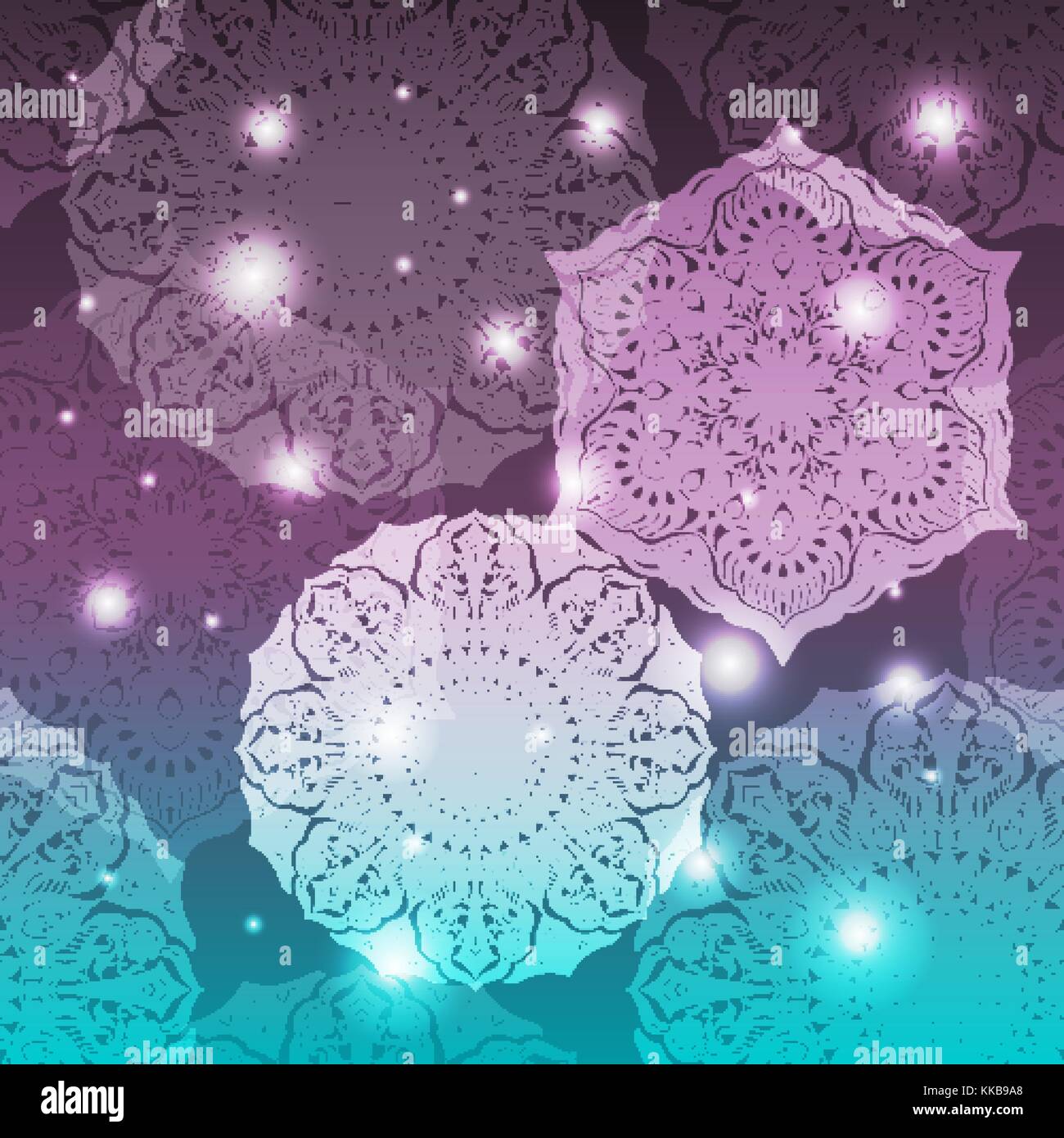 Ornate floral seamless texture, endless pattern with glowing bright ...