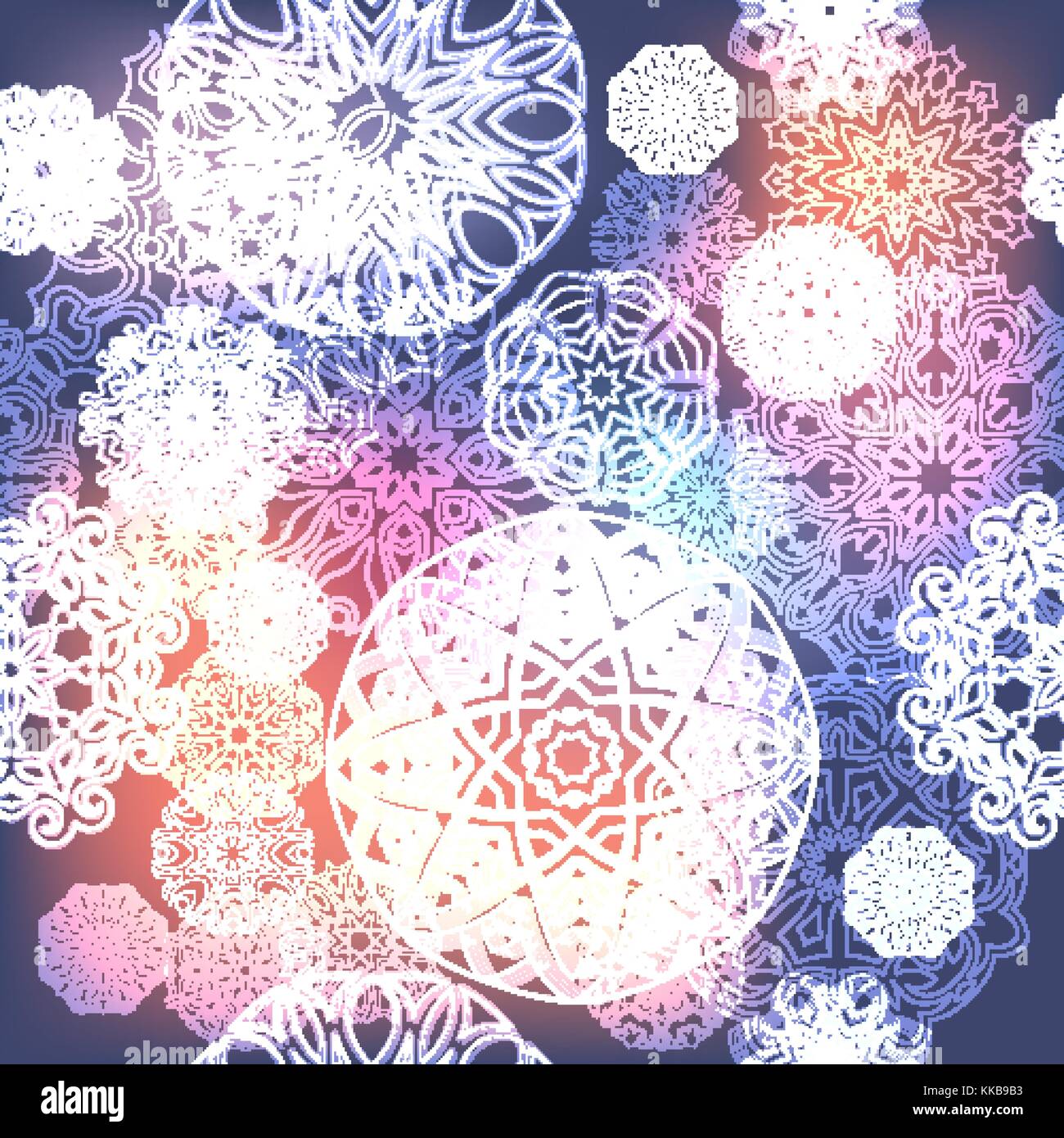 Ornate floral seamless texture, endless pattern with glowing bright ...