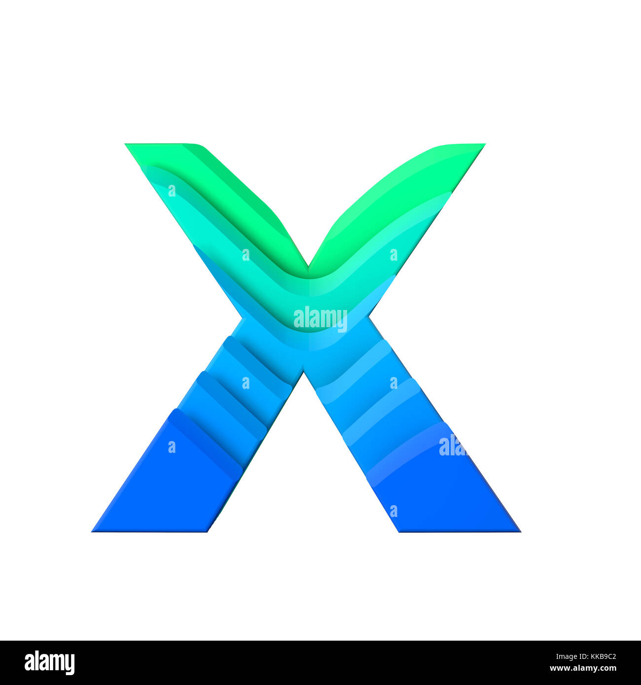 Letter X. Layered wave effect character type. 3D Rendering Stock Photo ...