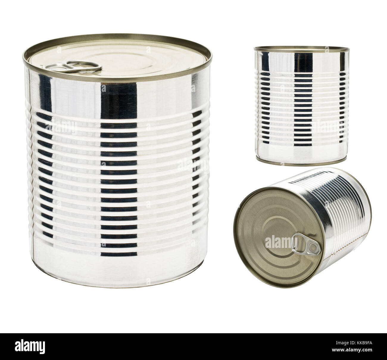 set of Blank tin can on white background Stock Photo - Alamy