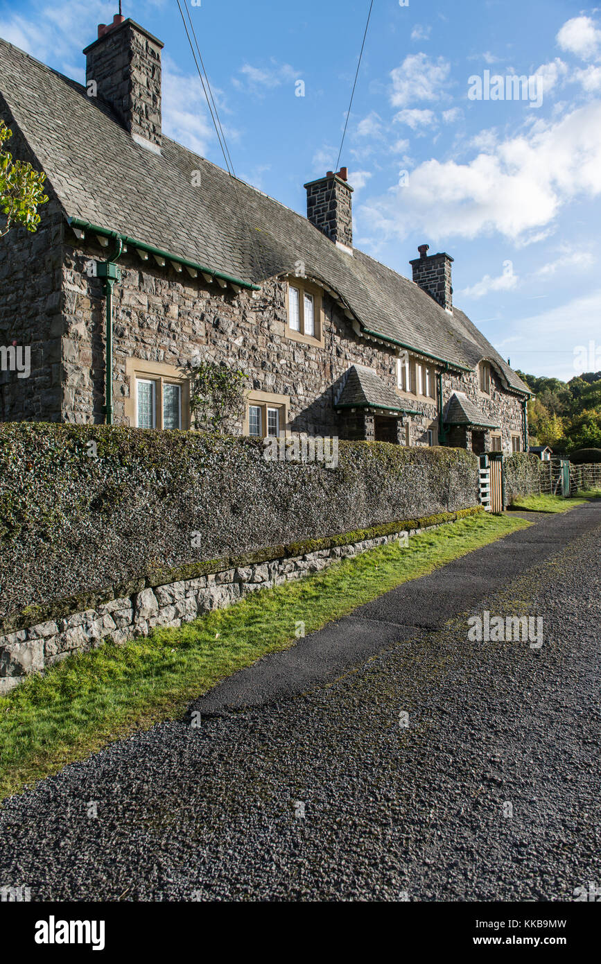 Cottages in Elan village, Elan Valley, Powys, Wales. UK. Stock Photo