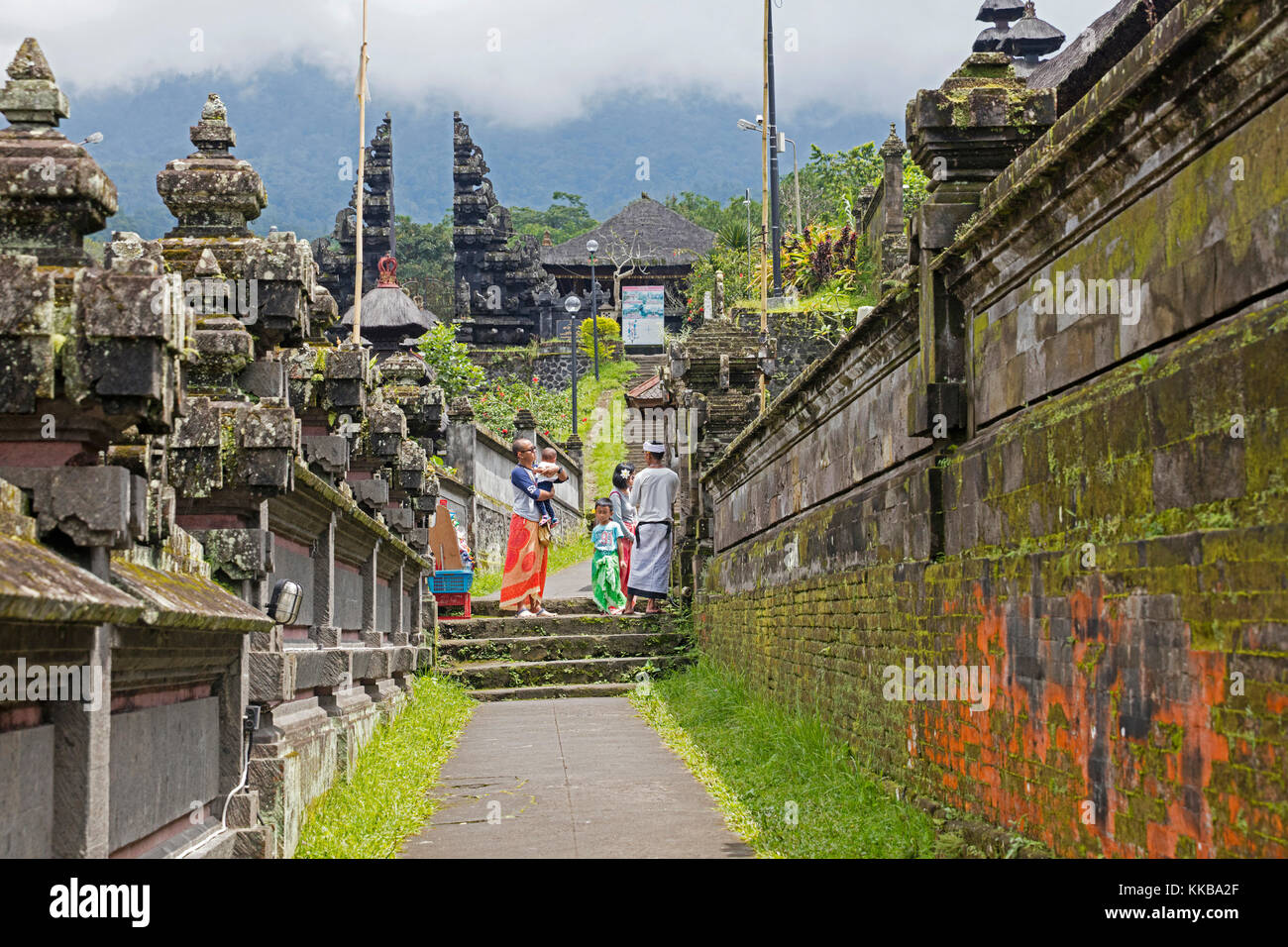 Pura Besakih, largest and holiest temple of Hindu religion in Bali on the slopes of Mount Agung, volcano in eastern Bali, Indonesia Stock Photo