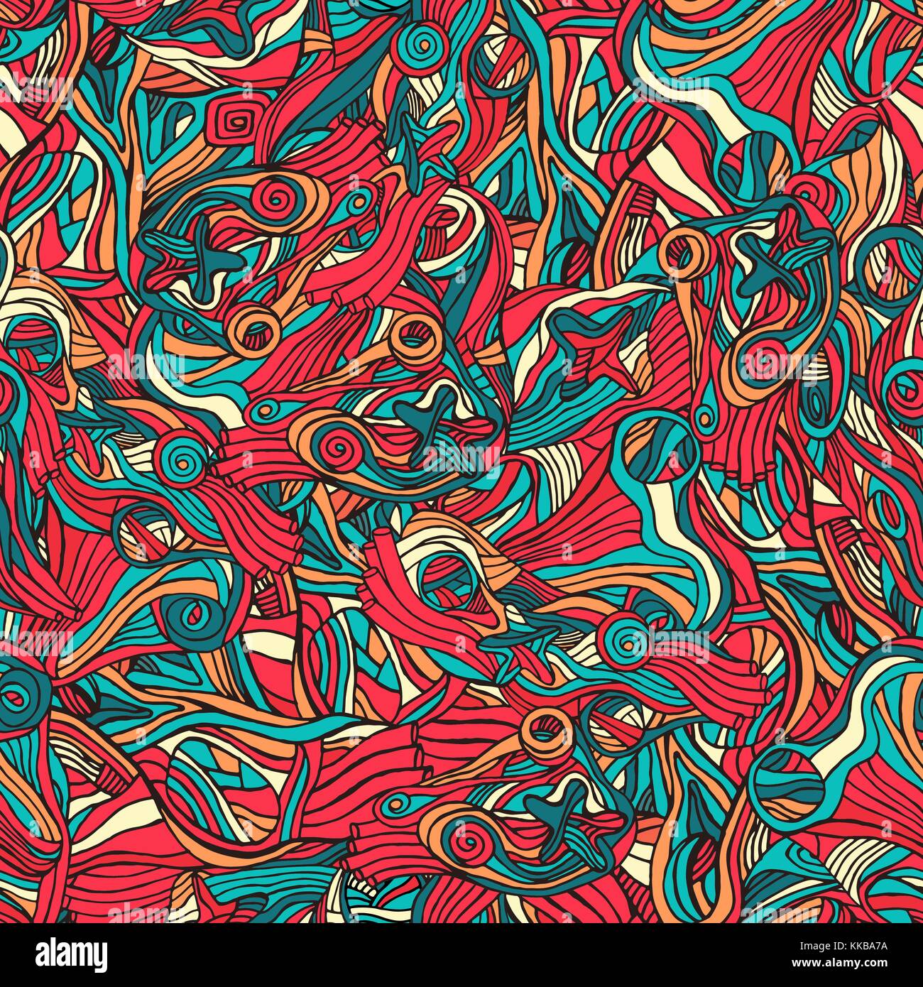 Colorful Doodle Abstract Seamless Pattern Can Be Used For Wallpaper