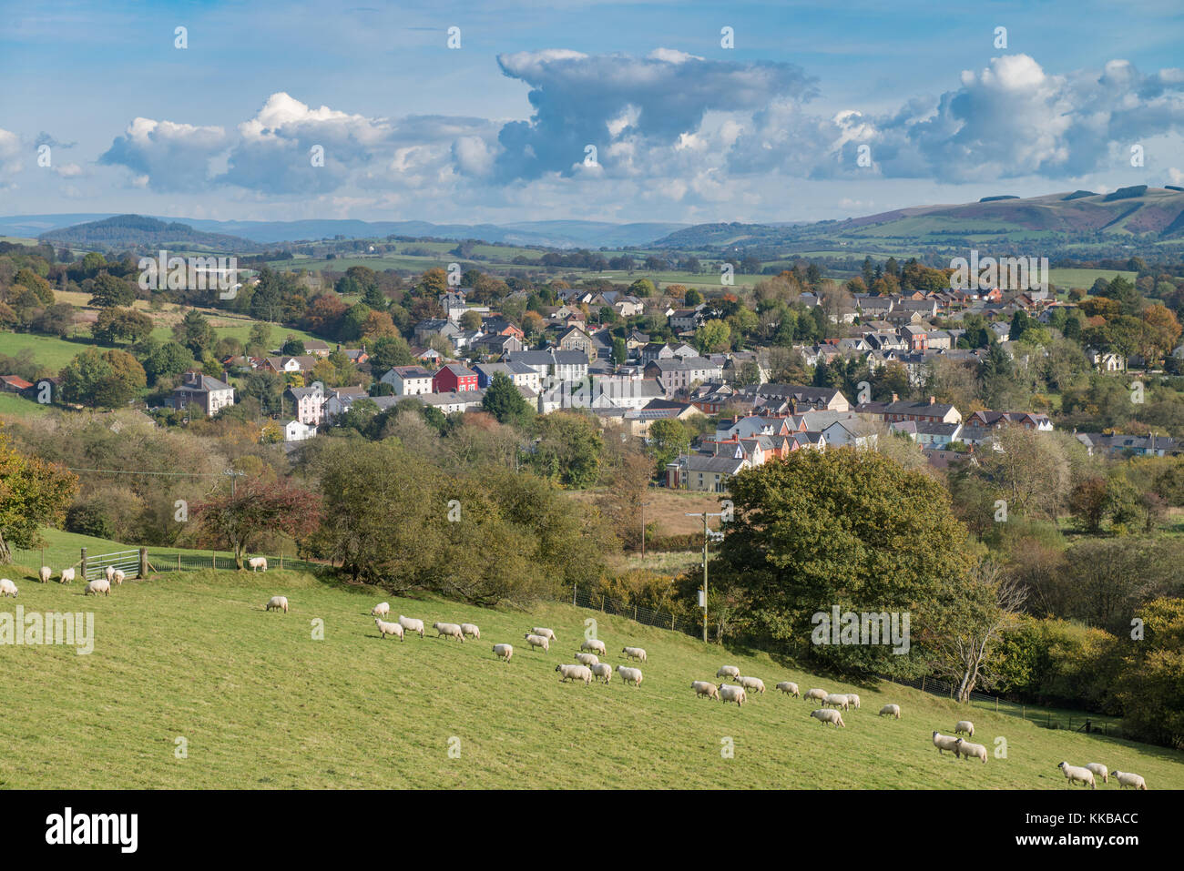 Elevated view towards Llanwrtyd Wells, Powys Stock Photo Alamy