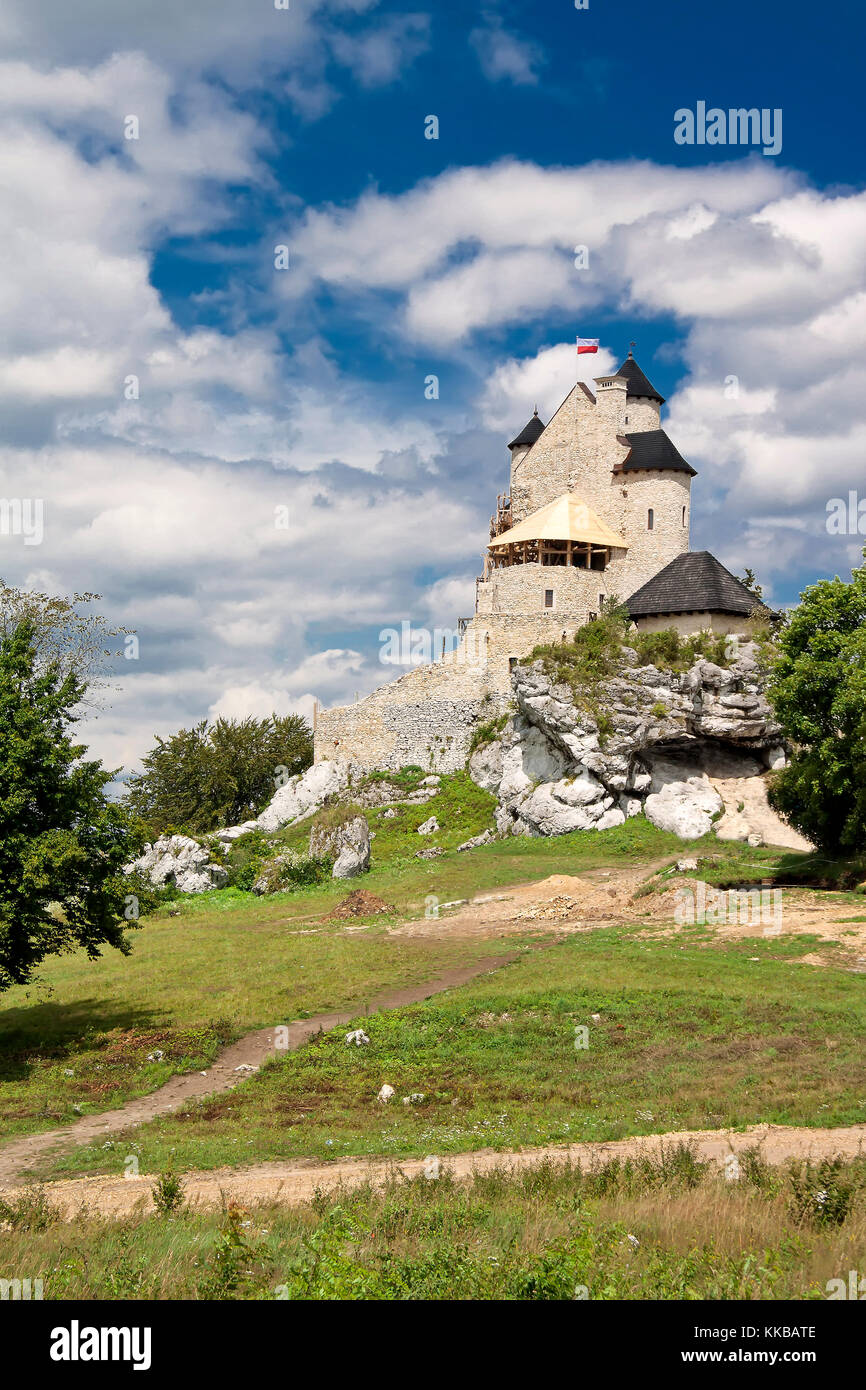 Gothic rocky castles in Poland. Touristic route of Eagle's Nest between Cracow and Czestochowa. Stock Photo