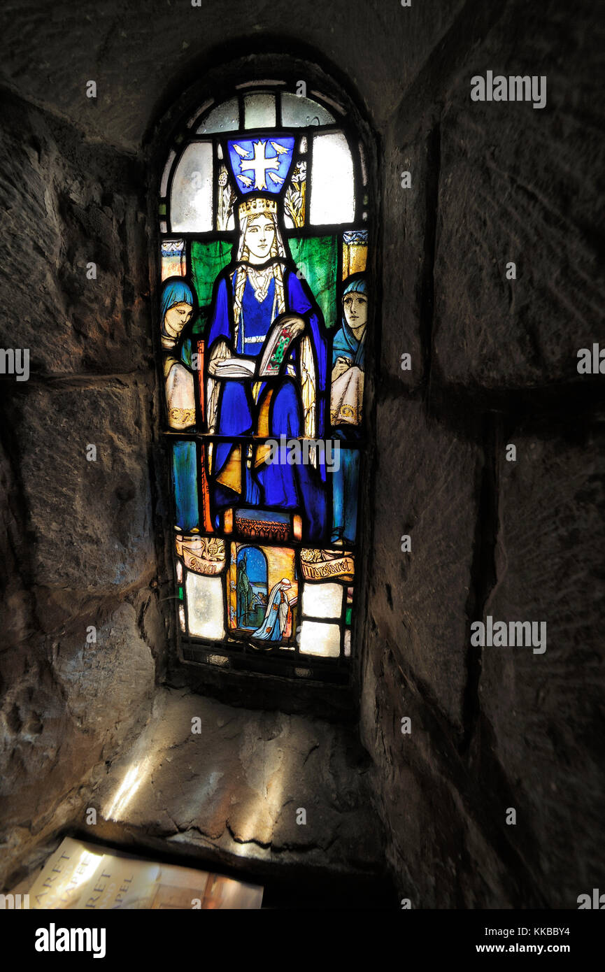 Stained glass window, St Margaret's Chapel, Edinburgh Castle Stock