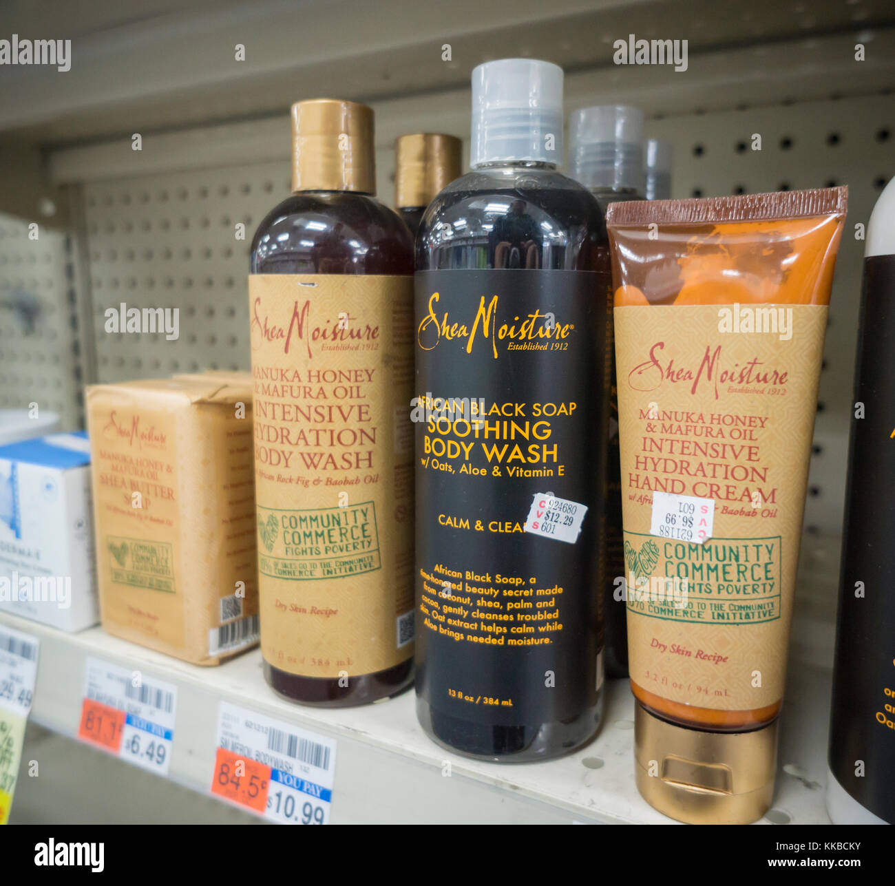 Bottles of Sundial Brands' Shea Moisture beauty products in a drugstore in New York on Tuesday