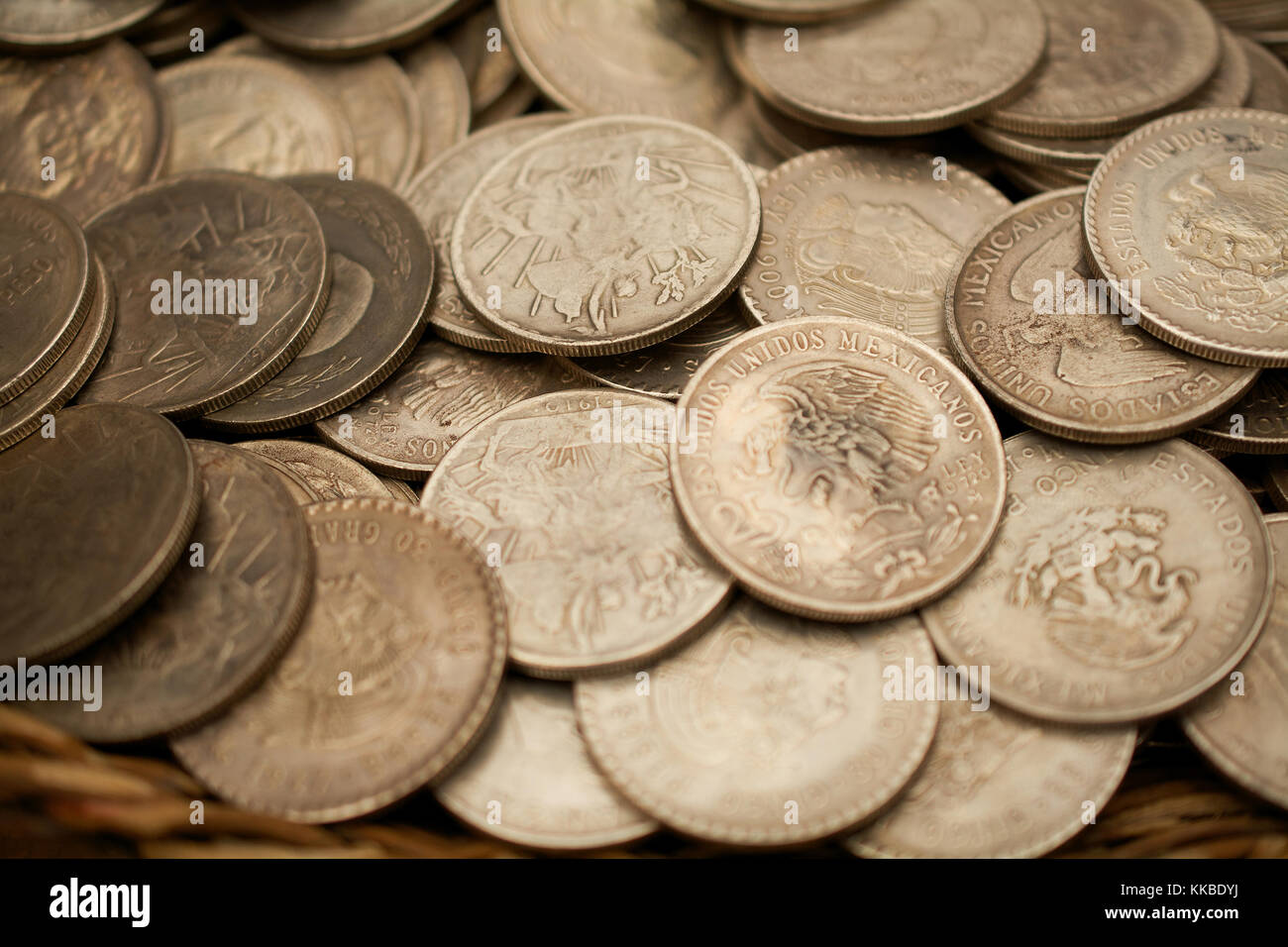 Estados Unidos Mexicanos coins - texture or background Stock Photo
