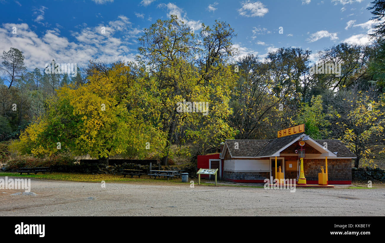 Vintage, restored Shell Station South Yuba River State Park