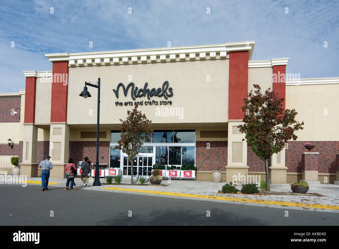 Michaels arts and crafts store at Woodland Gateway Shopping Center, California, USA, on a sunny day with some clouds Stock Photo