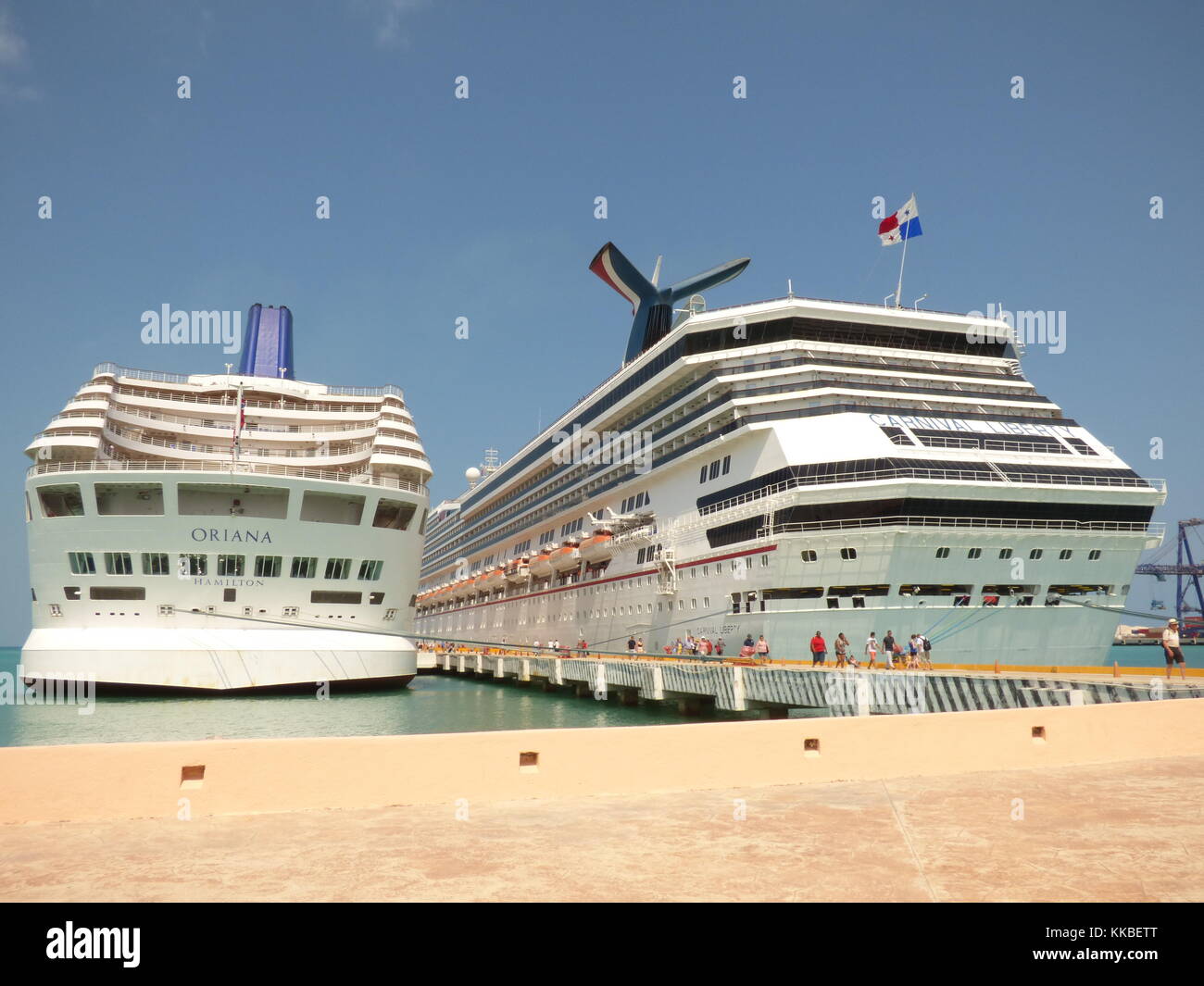 Cruise ships Oriana and Carnival Liberty in Progreso, Yucatan