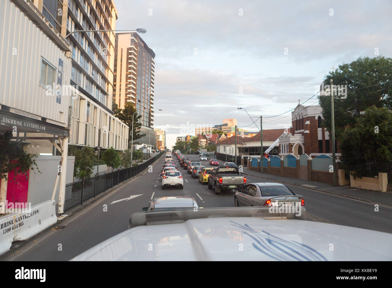 The city commute as viewed from a prime mover Stock Photo