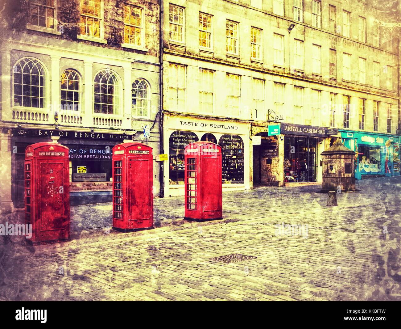 Phone Boxes in Edinburgh Stock Photo