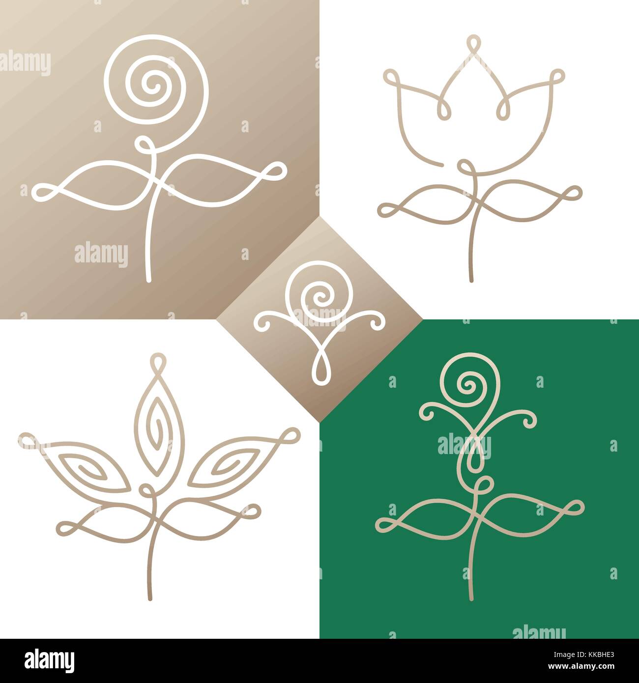 Logo set linear flower two Stock Vector Image & Art - Alamy