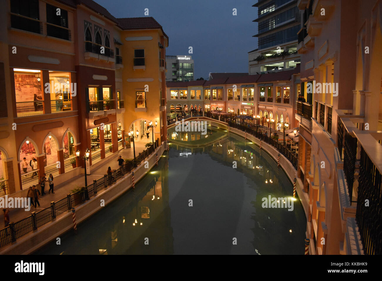 The Grand Venice Canal Mall in Taguig, Metro Manila, Philippines. This replica is a sight to see in the busy metro. Stock Photo
