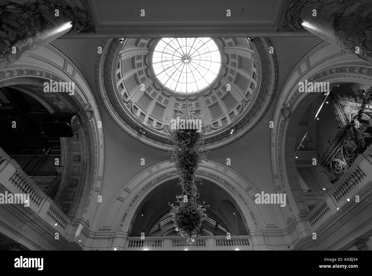 Glass sculpture by glass artist Dale Chihuly, hanging under central