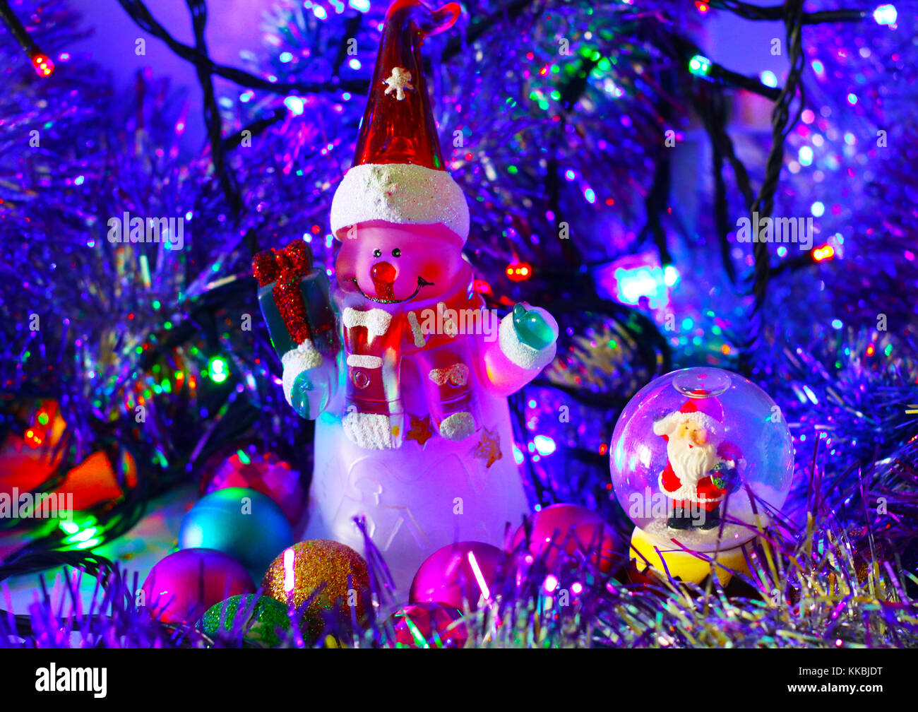 Christmas Christmas Snowman Color Lights Christmas Tree Santa