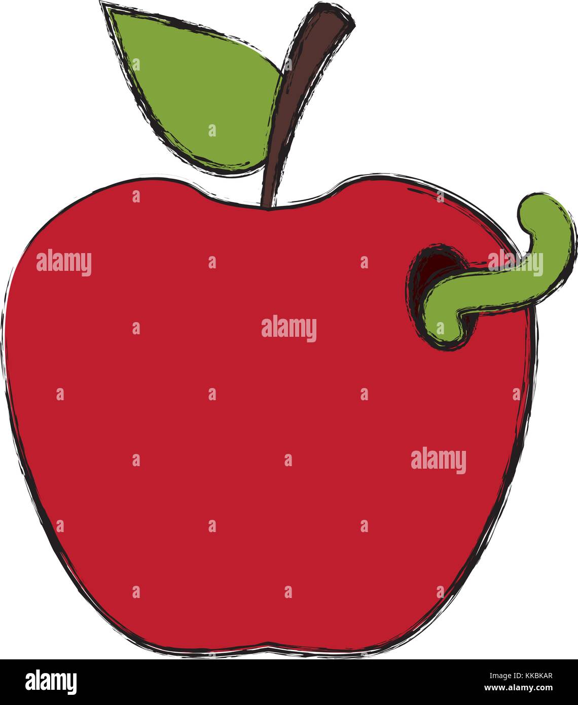 Apple with worm Stock Vector Image & Art - Alamy