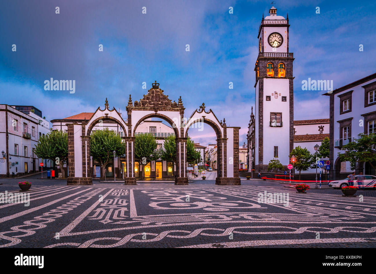 Portas da Cidade - the city symbol of Ponta Delgada in Sao Miguel Island in Azores, Portugal Stock Photo